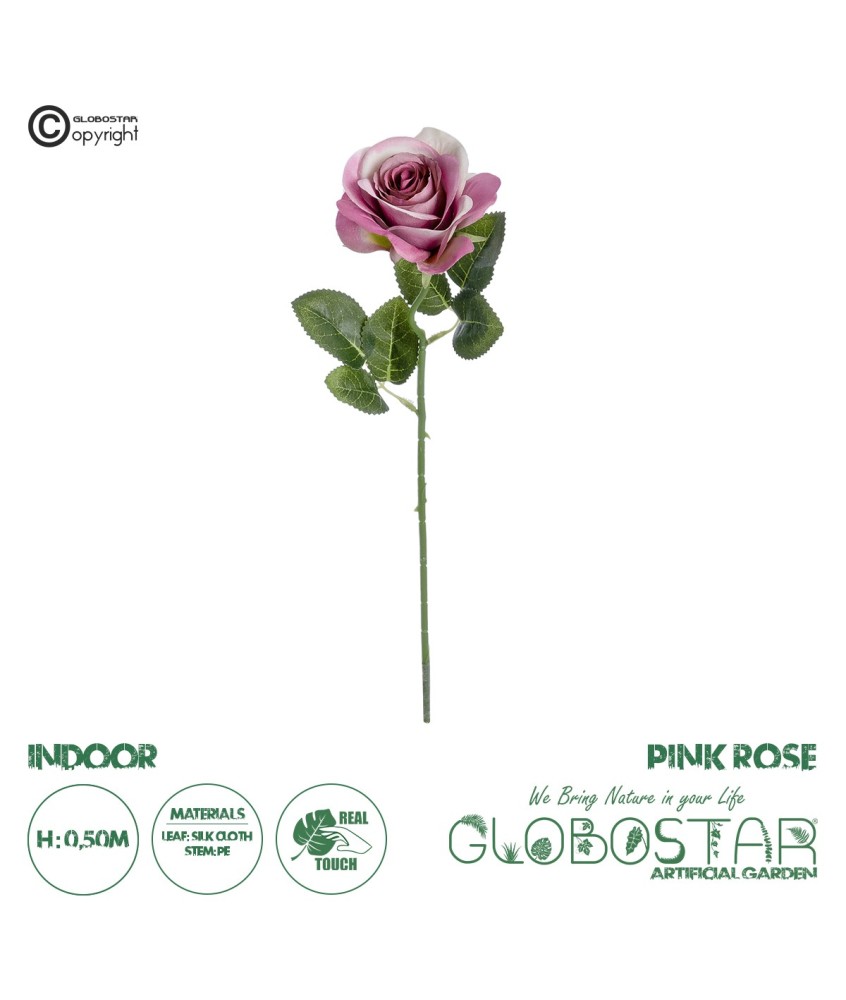 GloboStar® Artificial Garden  PINK ROSE BRANCH 21136 Τεχνητό Διακοσμητικό Κλαδί ΡοζΤριαντάφυλλο Y50cm